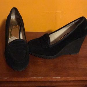 Michael Kors Black Suede Loafer Wedge